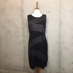 Calvin Klein Black Dress Eyelet Design Lined 14